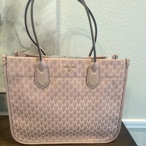 Michael Kors Heidi Large Shoulder Tote Bag Satin Fabric